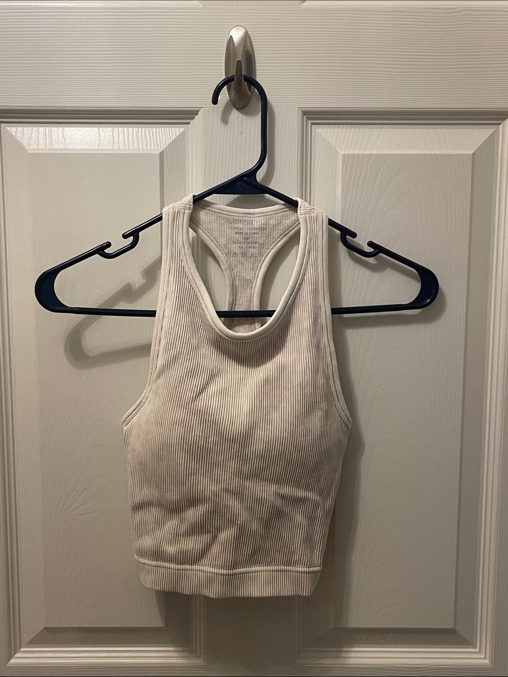 Ribbed Racerback Crop Tank Top - Cream NWOT